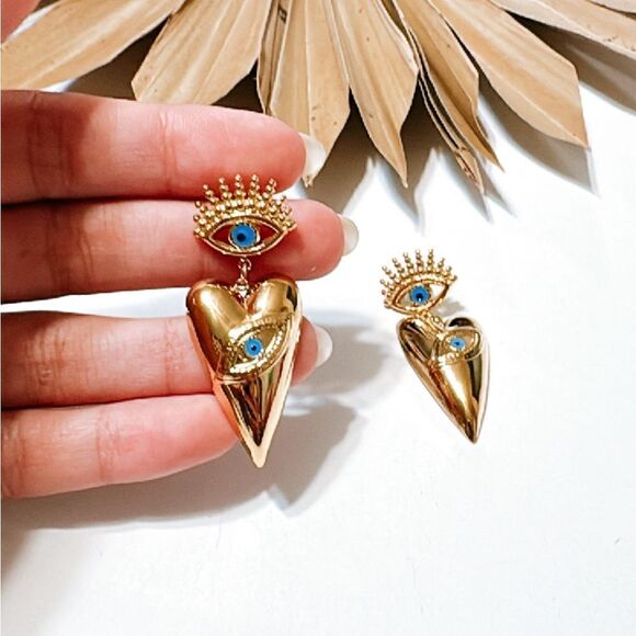 Evil eye dangle earrings M318 - Picture 5 of 5